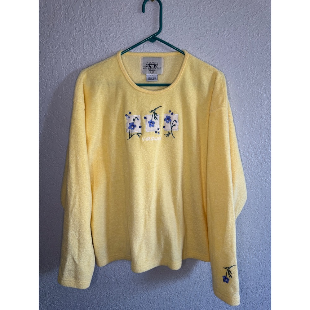 Vintage Arctic Image Virginia Floral Sweatshirt Womens XXL Yellow Excellent